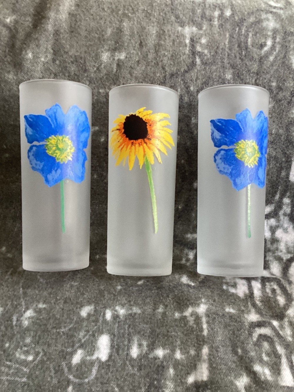 DARTINGTON DESIGNS ‘SPRINGTIME FLOWERS’ PATTERN HIGH BALL FROSTED GLASS GLASSES